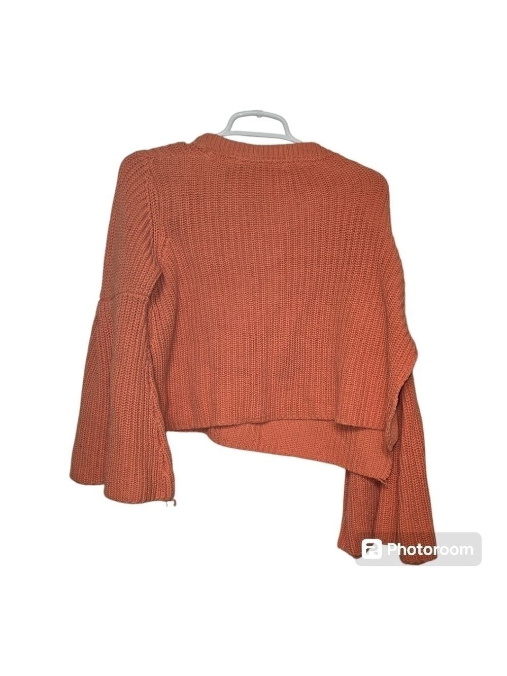 Free People Damsel Bell Sleeve Cropped Sweater Coral Small Boho - Picture 3 of 10